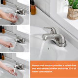KPWATER Bathroom Sink Faucets 2/3 Hole,Brushed Nickel Dual Handles 4 inch Plastic Plating Over Bathroom Faucet with Pop-up Drain and 2 Supply Hoses for Apartment Rvs Sink Vanity