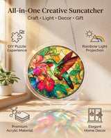 2-Pack Acrylic Puzzle Suncatcher 83 Pieces, Moonlit Dragonfly Sun Catchers Puzzle, DIY SunCatchers Puzzles Window Hanging, Home & Garden Decor (Tree + Hummingbird)