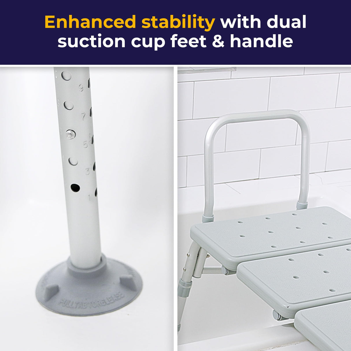 Drive Medical 12011KD-1 Tub Transfer Bench For Bathtub, Height Adjustable Shower Bench with Backrest, Shower Seat Shower Chair Bath Chair for Elderly, Seniors, Arm Support for Transfer, 400 Weight Cap
