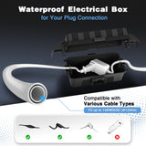 FLEMOON IP55 Outdoor Electrical Box Waterproof with Detachable Awning Covers, 7.1 * 3.9 * 2.4 inch Weatherproof Extension Cord Cover, Easy Installation for Outdoor Plug, Outlet, String Lights, Black