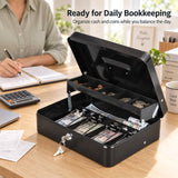KYODOLED Cash Box with Money Tray and Key Lock, 1mm Thick Metal Cash Drawer