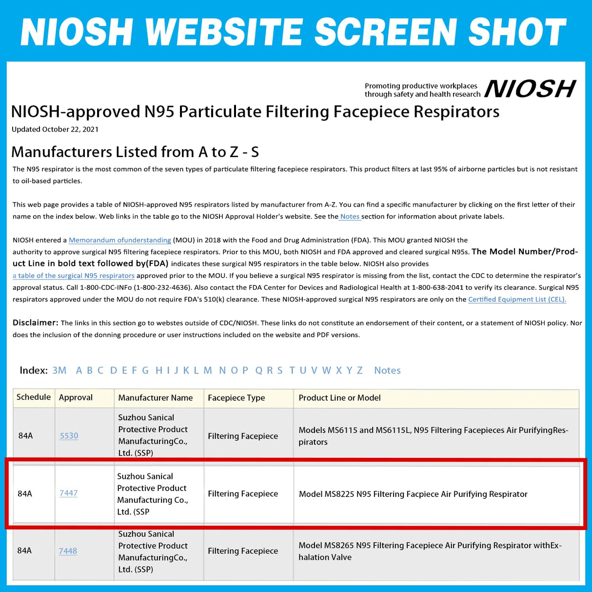 NIOSH Approved N95 Mask Particulate Respirators, Pack of 20 N95 Face Masks, Individually Wrapped, Universal Fit