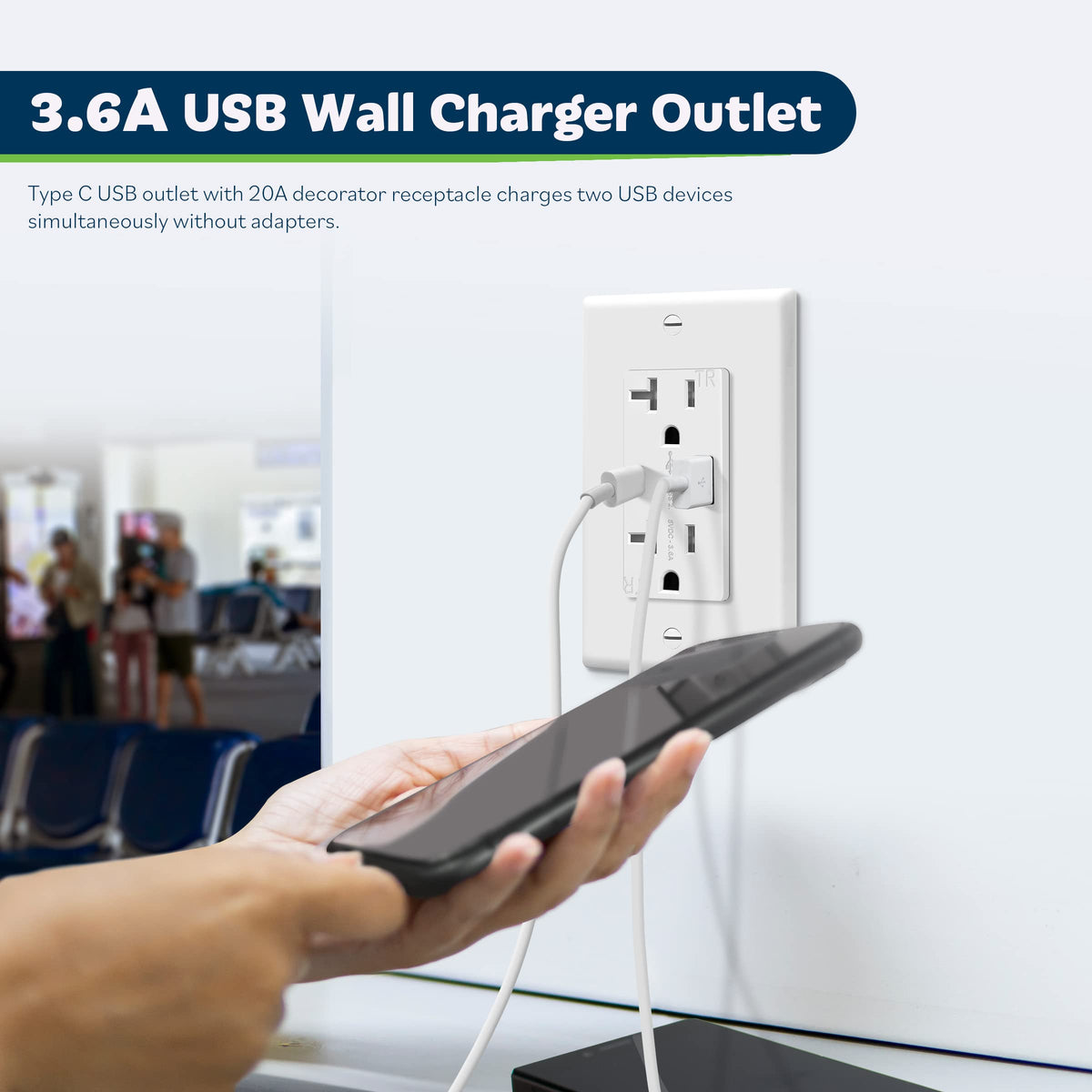 TOPGREENER USB Outlet, Type C & Type A USB Wall Outlet, 20 Amp Tamper ...