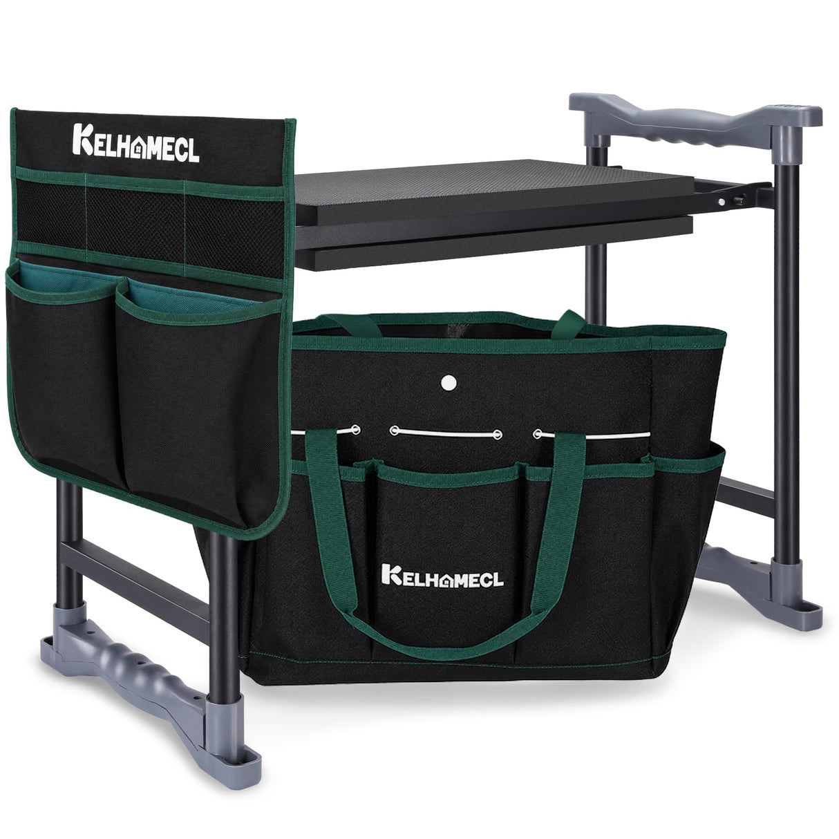 KELHOMECL Garden Kneeler and Seat - Extra Wide Thick EVA Pad, Heavy Duty Foldable Garden Bench Holds 350lbs, 2-in-1 Gardening Stool with Detachable Tool Bags, Gardening Gifts for Women, Men & Seniors
