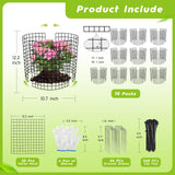 10 Pack Plant Protectors from Animals Wire Plant Protector Cage to Keep Animals Out with Zip Ties & Stakes, 30 Panels Bendable Metal Mesh for Flowers Vegetables