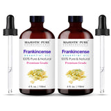 MAJESTIC PURE Frankincense Essential Oil with Glass Dropper | 100% Pure and Natural Frankincense Oil | Premium Grade Essential Oils for Diffusers, Skin, Aromatherapy, Massage | 4 Fl Oz (Pack of 2)