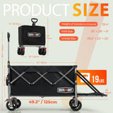 Overmont 200L Collapsible Wagon with Tailgate, 300 lb Heavy Duty Cart