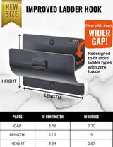 Ladder Hook - Black Heavy Duty Ladder Brackets for Garage Wall - Utility Hook for Wall Mount Ladder Storage, Folding Chair - Tool Holder to Organize Garage and Shed