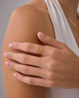 PAVOI 14K Yellow Gold Plated Stackable Thin Ring Set of 4