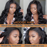 Ladoux 13x6 Lace Front Kinky Straight Wig HD Transparent Yaki Straight Frontal Closure Human Hair Wigs for Women 20Inch 180% Density Glueless Wig Pre Plucked With Baby Hair