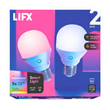 LIFX Color Smart Light Bulbs (2-Pack) A19 E26, Matter Compatible RGB + Tunable White (800 Lumens), WiFi Dimmable Color Changing (2.4GHz), Compatible with Apple HomeKit, Alexa & Google