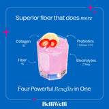 Belli Welli Fiber Supplement for Women&Men, Premium Daily Fiber Powder from Organic Acacia with Added Collagen, Electrolytes&Probiotics, No Bloat, Constipation&Gut Health Support (Strawberry Lemonade)