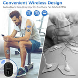 KingPavonini Wireless TENS Unit, Muscle Stimulator for Pain Relief, Portable Rechargable TENS EMS Machine, LED Screen, Remote, Dual Channel 6 Modes 16 Intensity Massager, Charging Case (4 Pads)