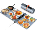 3-Zone Independent Warming Mat for Food 40"x17" XXL, Food Warming Mat with 17 Precise Temp Levels & 1–6H Timer, Heating Mat for Food, Silicone Roll-Up Food Warmer & Warming Tray for Party Buffets
