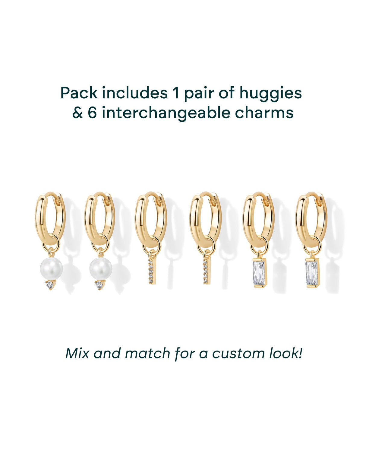 PAVOI Huggie Earring Set, Yellow Gold, Size 13.5 Millimeters, Pearl