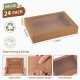 PFAMKEER 24 pcs Cookie Boxes,14x10x2.5 Inch Large Bakery Boxes with Window for Pies Chocolate Strawberries Muffins Donuts Pastry Dessert Christmas(Brown) (Brown, 14 * 10 * 2.5inch/24pcs)