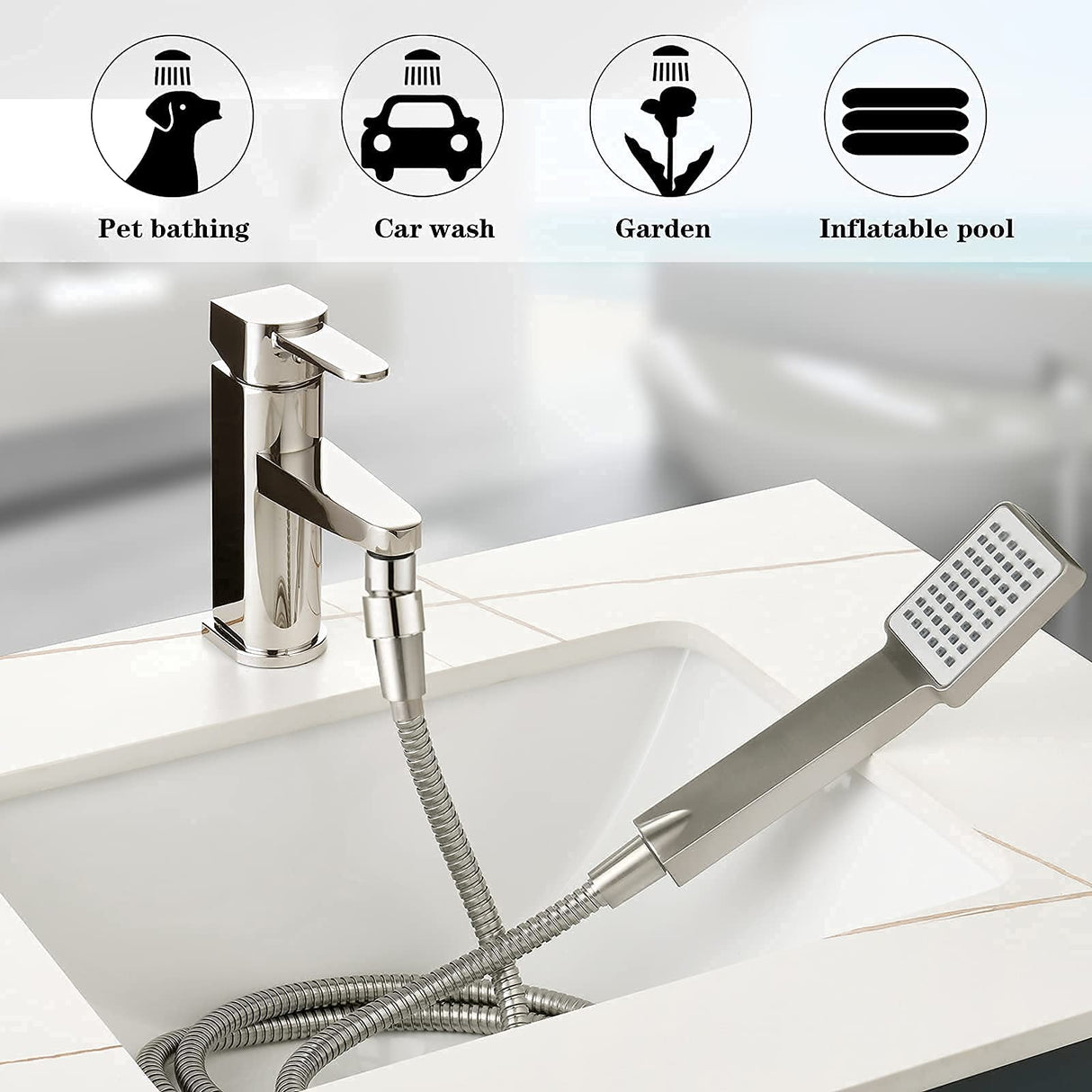 BRIGHT SHOWERS Shower Hose For Hand Held Shower Heads, 79 Inches Cord Extra Long Stainless Steel Hand Shower Hose, Ultra-Flexible Replacement Part with Brass Insert, Brushed Nickel