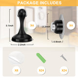 Profasion Magnetic Door Stoppers 4 Pack, Stainless Steel Door Stops for Wall and Floor Mounting, Door Holder Keep Door Open, No Drilling Door Stop with 3D Adhesive Tapes, Black