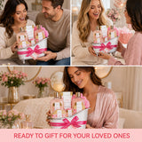 spa luxetique Gift Set for Women, Bath Sets for Women Gift, 8 Pcs Rose Spa Basket Includes Bubble Bath, Shower Gel, Body Lotion, Mom Birthday Gifts, Christmas Gifts for Her