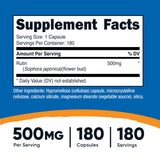 Nutricost Rutin 500mg, 180 Capsules - Gluten Free, Non-GMO, and Vegetarian Friendly