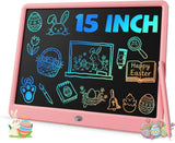 TEKFUN 15 Inch LCD Writing Tablet for Girls Ages 3–12, Large Drawing Tablet for Kids, Screen-Free Writing Pad for Learning Quiet Time, Creative Christmas Gift for 3 4 5 6 7 8 Year Old Girl (Pink)