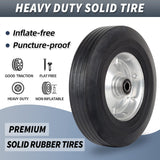 GICOOL 10" x 2.5" Flat Free Solid Rubber Tire with 5/8" Axle Bore Hole, 2 1/4" Hub, Replacement 4.10/3.50-4" for Hand Truck Dolly Trolley Garden Wagon Cart Generator, 2 Pack