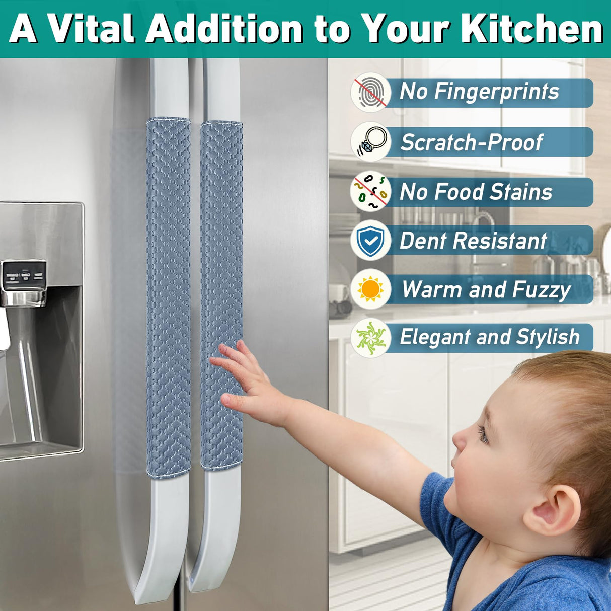 Refrigerator Door Handle Covers, 4 PCS, Performance Appliance Handle Covers, Non-Slip Fridge Door Handle Covers, Keep Your Kitchen Clean, Microwave Oven Dishwasher door Handle Protectors(Navy Blue)