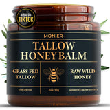 MONIER Tallow and Honey Balm for Face, Beef Tallow for Skin, Moisturizer with 100% Organic Grass-Fed Beef Tallow & Raw Wild Honey - Natural Formula for Dry & Sensitive Skin (Unscented)
