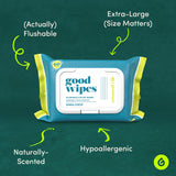 Goodwipes Flushable Butt Wipes Made with Vitamin E & Aloe - Soft & Gentle Wet Wipe Dispenser for Home Use, Septic & Sewer Safe - Largest Adult Toilet Towelettes - Shea Coco, 360 Count (6 Packs)