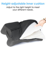 KFM 16" Large Memory Foam Seat Cushion Thick for Long Sitting Pressure Tailbone Pain Relief Height Adjustable with Retaining Strap for Office, Gaming Chair, Car, Wheelchair (Grey)