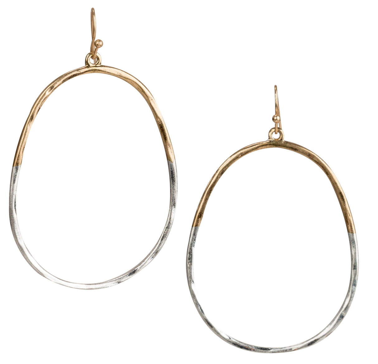 SPUNKYsoul Willow Two Tone Oval Hoop Earrings for Women, Gold Silver Dangle