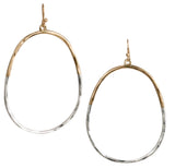 SPUNKYsoul Willow Two Tone Oval Hoop Earrings for Women, Gold Silver Dangle
