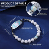 JFJEWER Medical Alert Bracelets for Women Free Engraving, Personalized Customizable ID Bracelet, White Turquoise Beaded Emergency Bracelets - Style 6