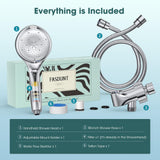 FASDUNT Shower Head with Handheld, High Pressure 8-Mode Filtered Shower Head with 80" Extra Long Stainless Steel Hose & Adjustable Bracket, Built-in Filter for Hard Water -Remove Chlorine, Chrome