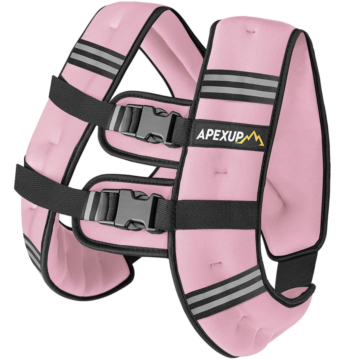 APEXUP Weighted Vest with 5lbs/10lbs/15lbs/20lbs/25lbs/30lbs Weights and Reflective Stripe, Weight Vest Men Women for Workout, Strength Training, Running (Pastel Pink, 20lbs)
