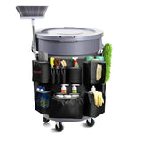 Hongmed Trash Can Caddy Bag: 1680D Fabric Heavy-Duty Cleaning Caddy with Adjustable Buckle fits 32-55 gal Trash Can, Multi-Pockets Cleaning Tool Organizer for House Cleaners & Janitorial Duties