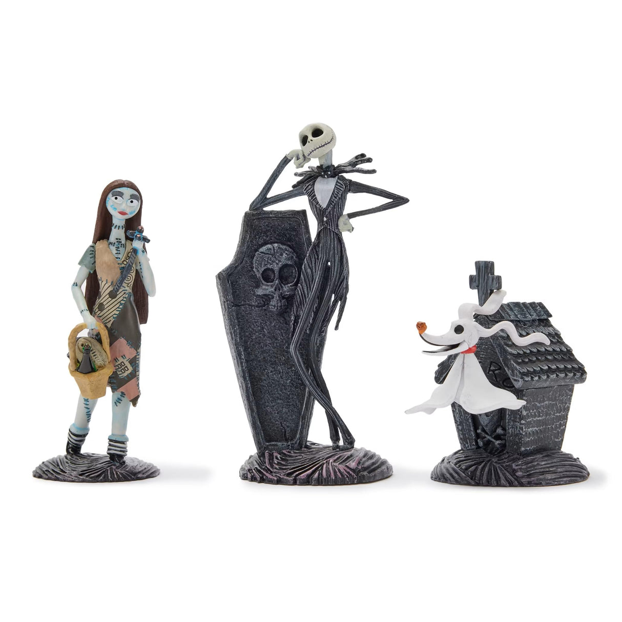 Disney Store Official The Nightmare Before Christmas Figure Set – 8 Fully Sculpted Disney Figures Including Jack Skellington, Sally, Zero & More in Double-Tiered Box with Scenic Backgrounds