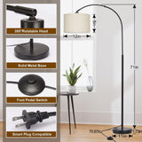 Seaside village Arc Floor Lamps for Living Room, Modern Standing Lamp with Adjustable Hanging Drum Shade, Tall Pole Lamp with Foot Switch, Over Couch Arched Reading Light for Bedroom, Office (Black)