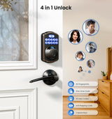 Veise KS02A Fingerprint Keyless Entry Door Lock, Auto Lock, Electronic Keypad Deadbolt for Front Door, Biometric, Anti-Peeping Password, Easy Install, Oil Rubbed Bronze