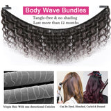 12A Body Wave Bundles Human Hair 16 18 20 Inch 100% Unprocessed Raw Human Hair Bundles Body Weave 3 Bundles Remy Virgin Hair Bundles Natural Black Color