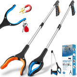 TOPGROT 2-Pack Grabber Reacher Tool, 34" Foldable Reacher Grabber Pickup Tool with 360° Anti-Slip Rotating Jaw & Magnets, 4" Wide Claw Opening Reachers for Seniors, Trash Picker Tool