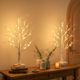 EAMBRITE Lighted Birch Tree Home Decor, Christmas Decorations Indoor 2Pack 24 LED Light Up Tabletop Mini Small Artificial White Trees Lamp with Lights Battery Operated/USB for Table Mantel (2FT)