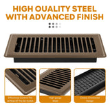 Floor Register 4x10, Floor Vent Covers, Heavy Duty Steel Walkable Floor Vents, for Sidewall and Floor, Brown 10 Pack