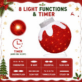 Tngan 2 Pcs Outdoor Christmas Ornaments, Lighted Pop-Up Holiday Ball Decoration with 160 LED Lights, 8 Light Functions, Lighted Collapsible Christmas Outdoor Decorations for Yard, Patio, Home