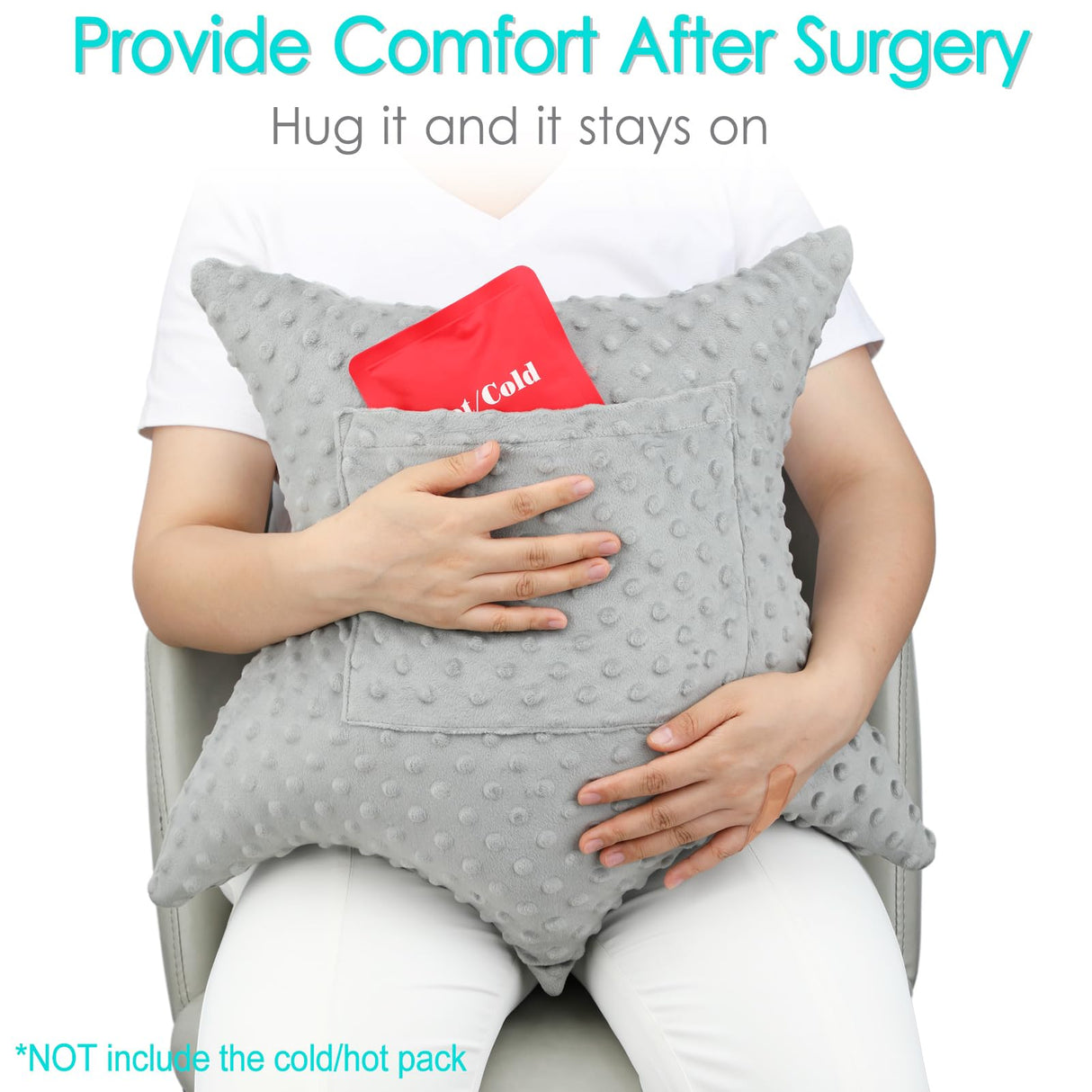 D. Cozy Star Shaped Hysterectomy Pillow with 2 Pockets for Abdominal Surgery Hysterectomy Recovery Must Haves Products Gifts Tummy Pillow with Hands Placement Pouch Minky Dot Gray
