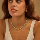 chorfla Beaded Gemstone Necklace for Women Summer Beach Handmade Jewelry
