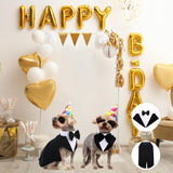 QBLEEV Tuxedo for Large Dogs, Suit and Bandana Set, Wedding Outfit With Bow Tie, Formal Tux Costume for Halloween, Christmas, Birthday Party, Cosplay, Black 2XL