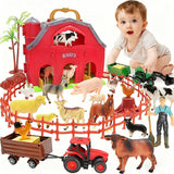BOLZRA Farm Animals Big Red Barn Toy for 1 2 3 4 5 Years Old Toddlers, Kids Farm Figures Fence Playset with Tractor, Preschool Montessori Learning Toys, Christmas Birthday Easter Gift for Boys Girls
