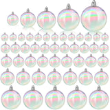Shappy 50 Pcs Christmas Iridescent Ornaments Halloween, Transparent DIY Shatterproof Hanging Rainbow Ball Christmas Ornament 5 Different Sizes for Party, Wedding, Home Decor (Clear)