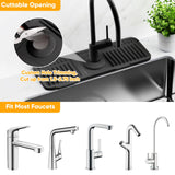 14.6 inch Faucet Mat for Kitchen Sink Splash Guard[7° Slope Fast Self-draining][Snap Lock Fit]Kitchen Sink Faucet Mat Splash Guard Kitchen Sink Area Water Splash Guard Behind Faucet Draining Mat